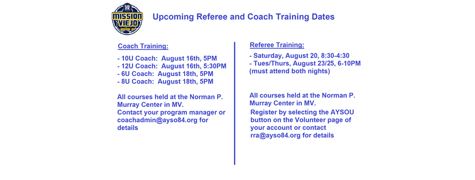 Fall 2022 Coach and Referee Training