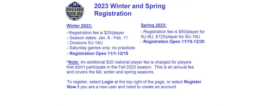 2023 Winter and Spring Registration