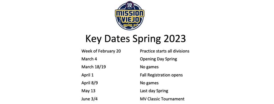 2023 Spring Key Dates